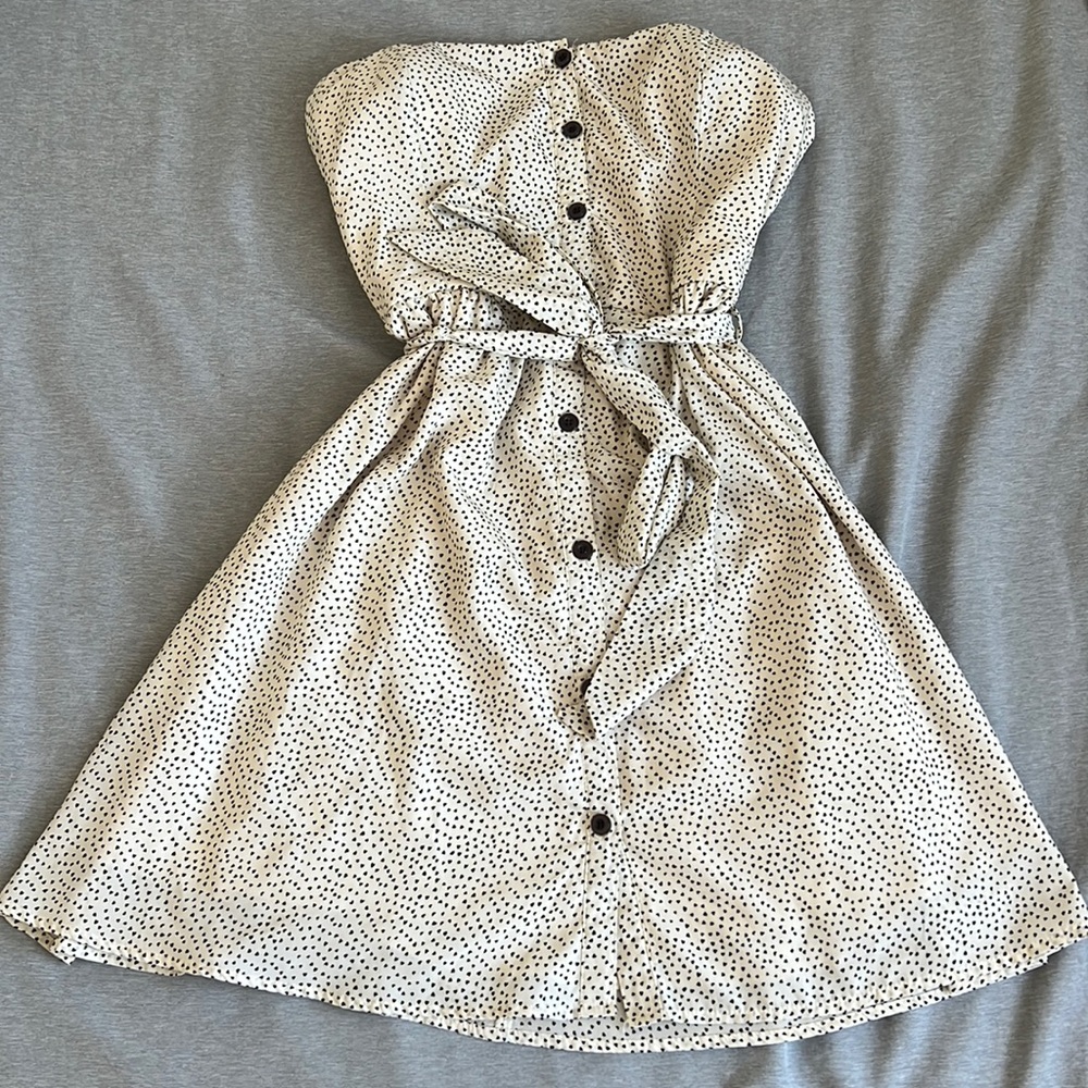 Strapless Mini dress - polka dot hearts size M